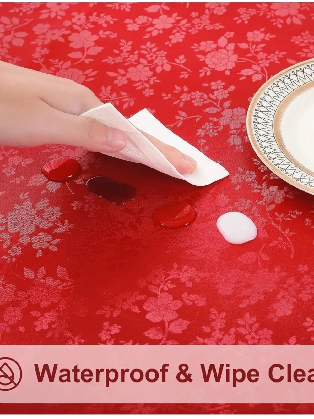 Red Holiday Lace Round Tablecloth - Home Dining.  Compare to $40 on Amazon